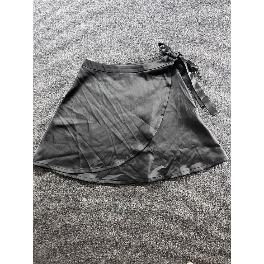 Vintage Sweet Society Womens Satin Wrap Skirt Black Fairy Whimsigoth Size XS